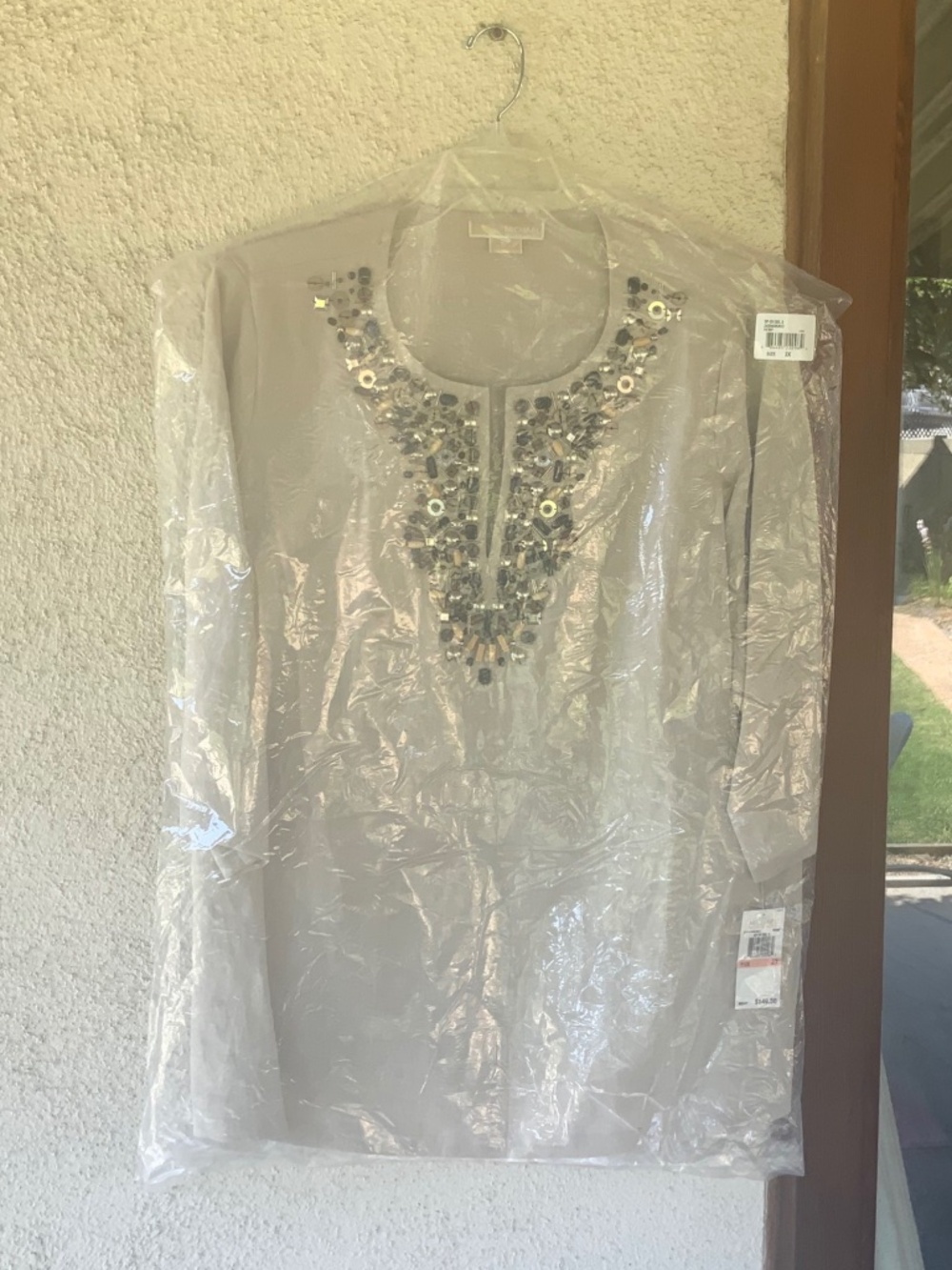 MICHAEL KORS EMBELLISHED HEMP TUNIC